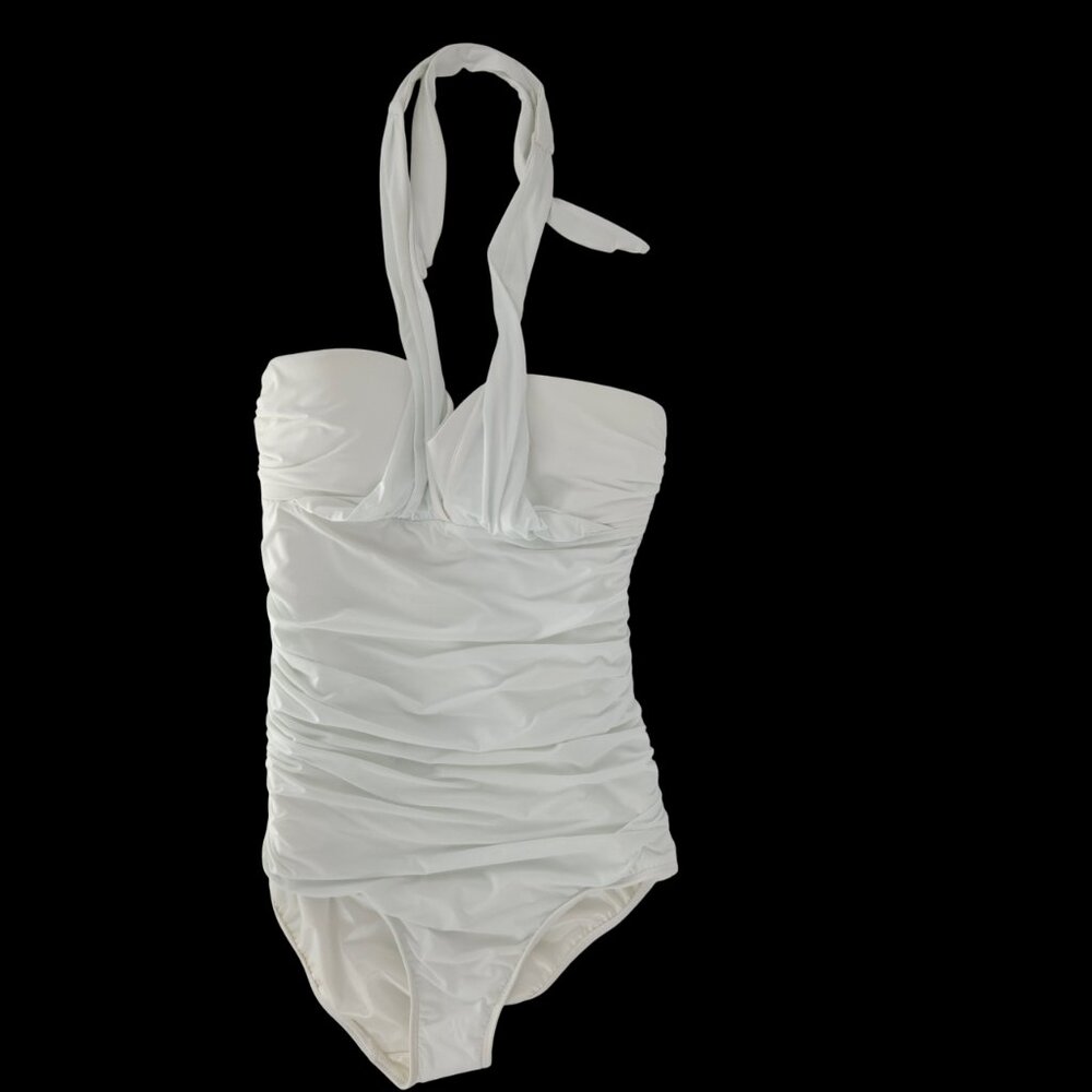 Victoria's Secret Swimsuit White One-Piece Ruched Bridal Party Bachelorette S